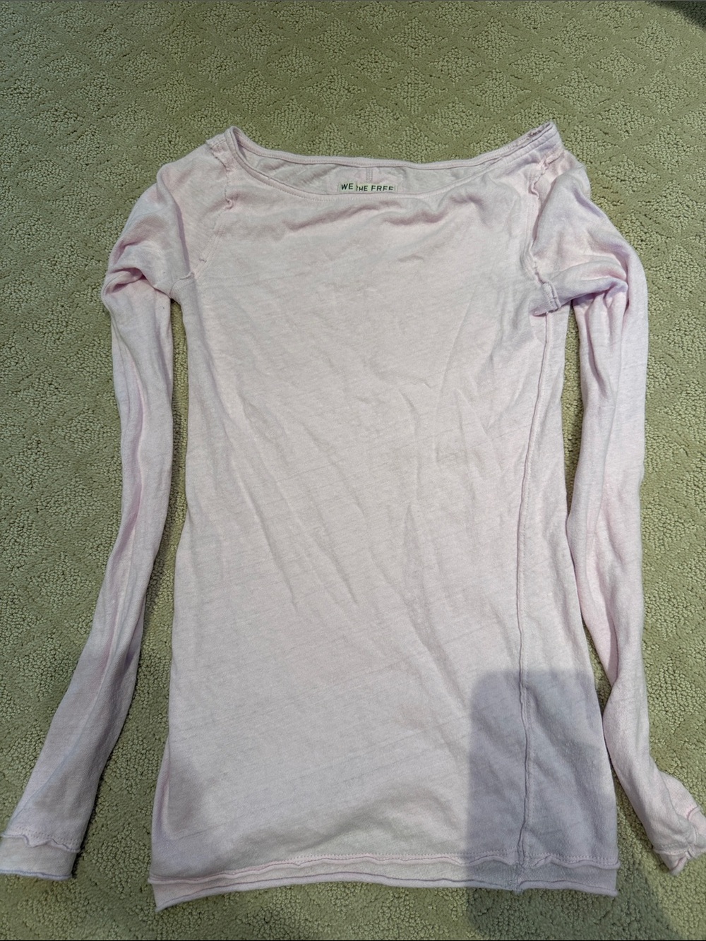 We The Free Light Pink Boatneck Long Sleeve Top